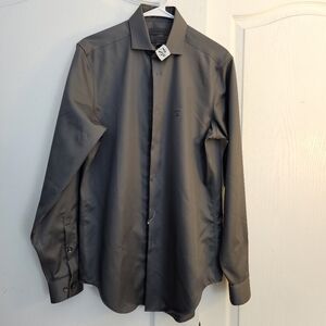 Calvin Klein Slim Fit Dress Shirt  Performance No-Iron Men's M-34-35  Gray/Blue